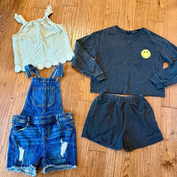 Girls size large 10-12 bundle matching set overalls tank - Picture 13 of 13